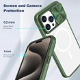 thumbnail image 3 of for iPhone 15 Pro Max Clear Case with Slide Camera Lens Cover, Compatible with MagSafe, Non-Slip Slim Magnetic Shockproof PC Back Soft TPU Frame Case iPhone 15 Pro Max 6.7'' 2023, Green, 3 of 14