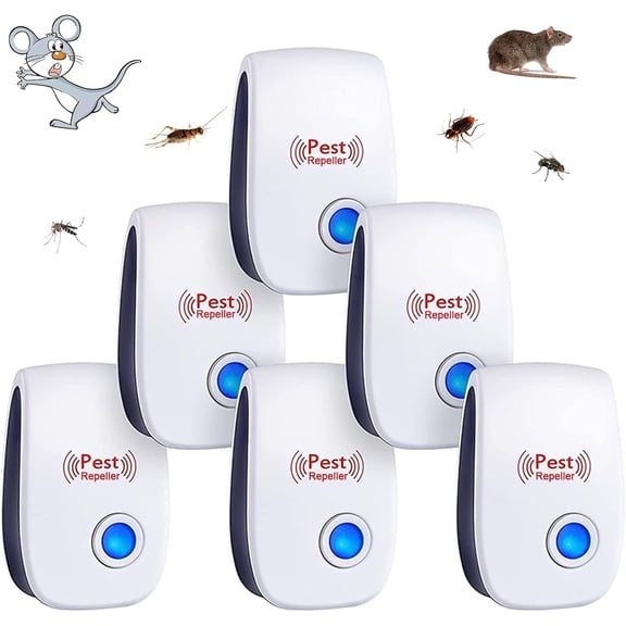 flintronic Pack of 6 Mosquito Repellent Ultrasonic Insect Repellent, Electric Insect Killer, Fly Trap, Electric Insect Trap, Ultrasonic for Indoor Mosquitoes for Office, Indoor, Garden