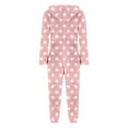 thumbnail image 6 of Xdegoge Womens Fleece Pajamas Sleepwear Fuzzy Winter Onesies Polka Dot Vintage Loose Hooded Cozy One Piece Long Sleeve Zip Up Jumpsuits Pjs Outfits, 6 of 6