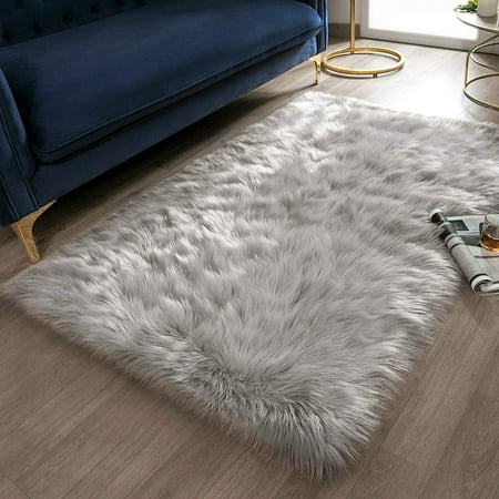 Ashler Ultra Soft Faux Sheepskin Fur Rug White Fluffy Area Rug Shag Rug ...