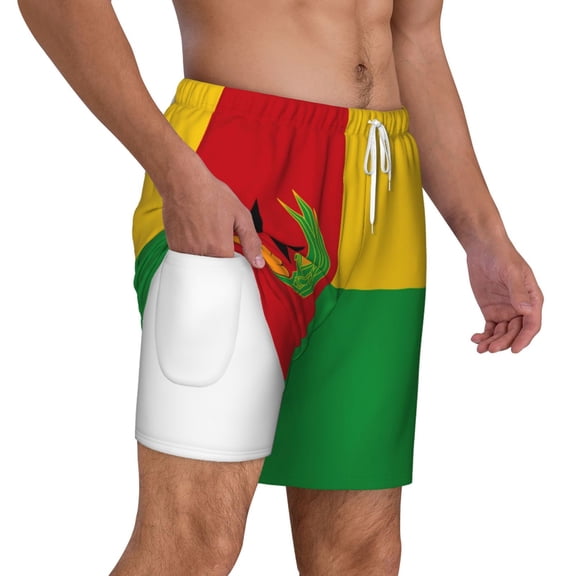 Men's Cape Verde Flag Swim Trunks with Compression Liner Bathing Suit Swimwear