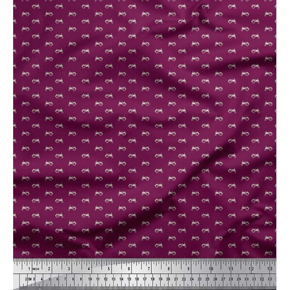 Soimoi Polyester Crepe Fabric Tractor Shirting Printed Fabric 1 Yard 52 Inch Wide