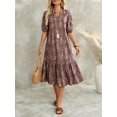 thumbnail image 4 of Womens Multicolor Casual Boho Print Midi Dress, 4 of 8