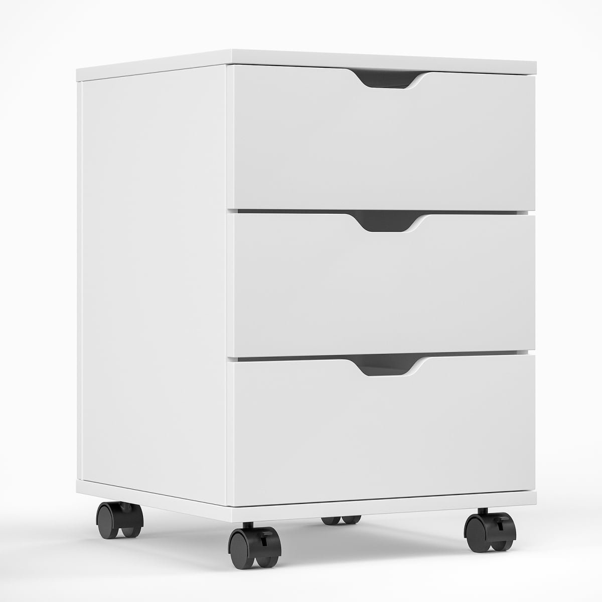 3-Drawer Vertical Filing Cabinet Rolling Wood Mobile File Cabinets Under Desk for Home Office with Casters Fully Assembled White Wood