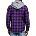 thumbnail image 4 of Iaqnaocc Plaid Flannel Mens Hoodies Shirts Long Sleeve Button Down Stylish Casual Classic Fall Hooded Jackets Shirt Purple XL, 4 of 5