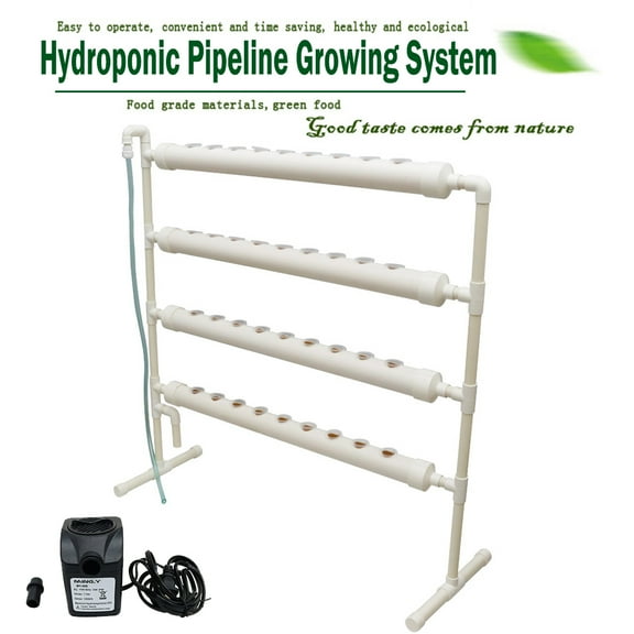TECHTONGDA Hydroponic 36 Holes Site Grow Kit Single Sided Vertical Type Pipeline Vegetable Planter Garden Plant System Indoor Grow Kit