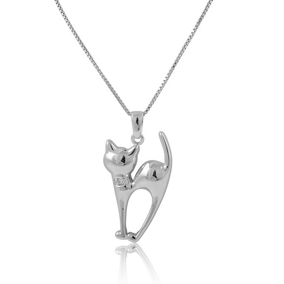 SilverCloseOut Sterling Silver Siamese Cat Charm Necklace