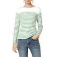 thumbnail image 1 of BLUSA CHIC PARA MUJER INSPIRE A RAYAS CON BLOQUE DE COLOR DE MANGA LARGA T-SHIRT CASUAL L VERDE CLARO, 1 of 8