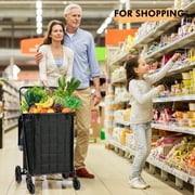 Naipo Folding Shopping Cart with Wheels and Double Basket Folding Utility Shopping Cart with Waterproof Removable Lining Portable Lightweight Trolley 180 LBS Capacity for Grocery Laundry