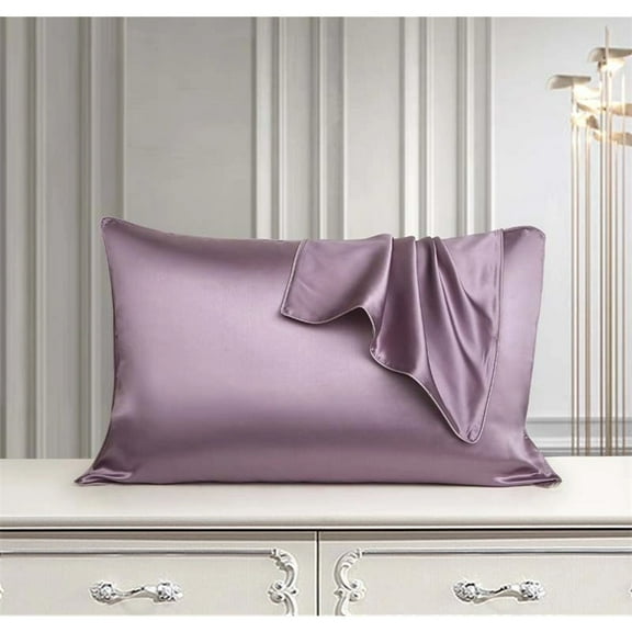 Silk Pillow Cases 2 Pack, Mulberry Silk Pillowcases Standard Set of 2, Health, Smooth, Anti Acne, Beauty Sleep , Lilac Purple (48X74cm)