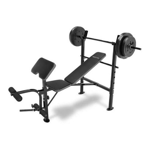Marcy Competitor Combo Workout Bench with 80 Pound Weight Set Gym ...