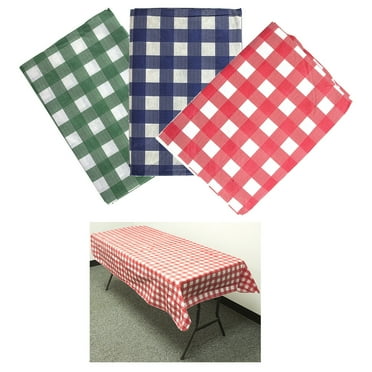 2 Pc Flannel Vinyl Reusable Checkered Tablecloth Vinyl Picnic Party Table Cover