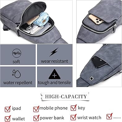 FSD.WG Men's Multi-Functional Sling Bag, Water-Resistant Crossbody Bag for Travel & Daily Use