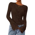 thumbnail image 1 of Blusa PRETTYGARDEN de Encaje con Mangas Acampanadas Largas Marrón M, 1 of 9