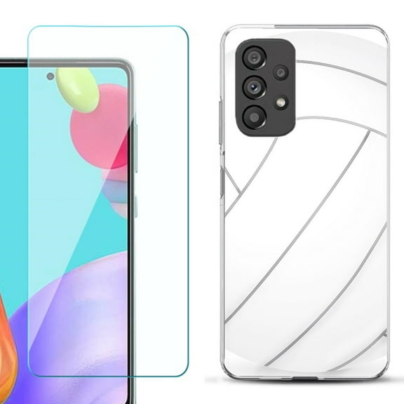 Slim-Fit Fashion Phone Case for Samsung Galaxy A53 5G, with Tempered Glass Screen Protector, by OneToughShield ® - Volleyball