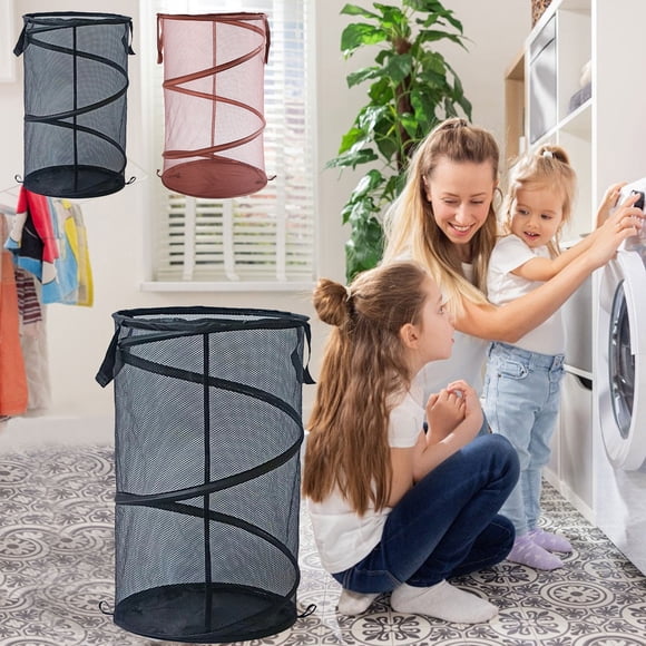 Panier À Linge Pliable En Maille,Rangement Robuste,Respirant,Peu Encombrant,Pour La Maison/Les Voyages,Linge Compact,Rangement Polyvalent,for Home Organization,PENDANE,Black