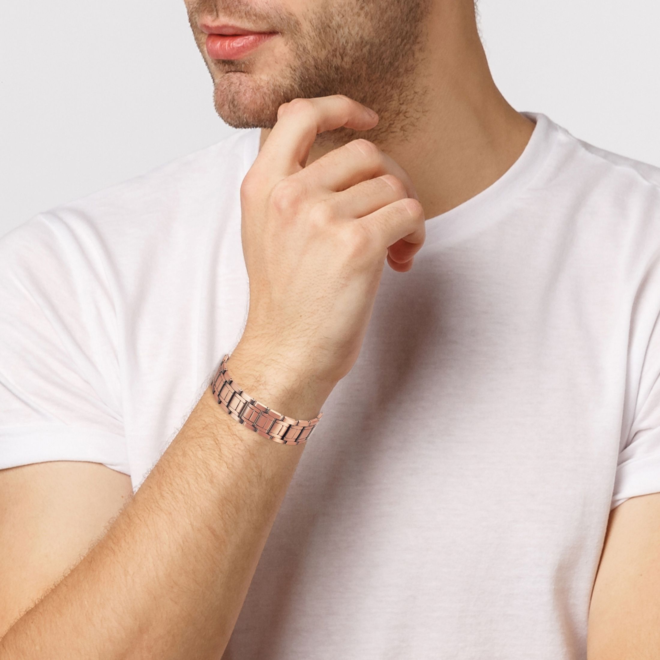 Wollet 3X Strength Magnetic Copper Bracelet for Men, Gifts for Husband, Length 8.9 in, Width 0.8 in