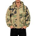 thumbnail image 2 of CharmCyan Men's Hooded Puffer Jacket with Camouflage Print Full Zip Closure Water Resistant Outerwear Casual Fit Winter Coat Khaki 5XL, 2 of 2