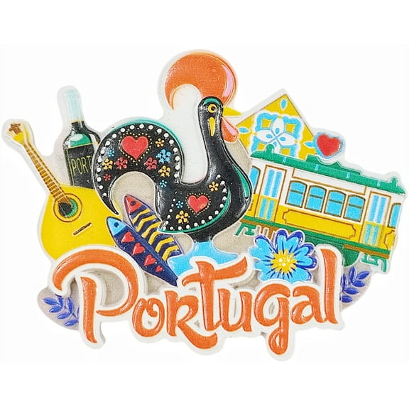Portugal 3D Fridge Magnet Souvenir Gift,Resin Handmade Portugal Refrigerator Magnet Home Decoration Collection