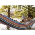 thumbnail image 4 of Sorbus Brazilian Blue, Sand, Purple, Red Stripes Double Hammock with Stand, 4 of 5