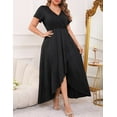 thumbnail image 4 of FOLUNSI Plus Size Formal Dresses Glitter V Neck Split Wedding Cocktail Long Evening Dress Ink Dyed Black 4XL, 4 of 7