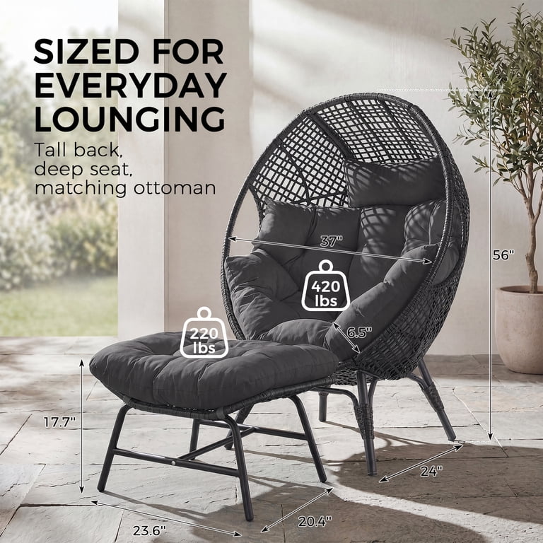 NICESOUL Boho Rattan Egg Chair with Cushion and Footrest for