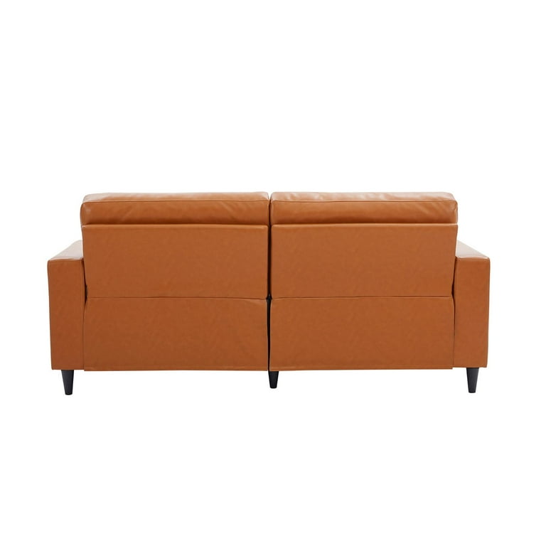 Modern PU Leather 3 Seat Sofa, Mid Century Ergonomic Accent