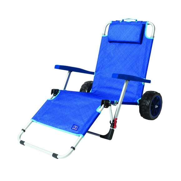 Mac Sport 2-en-1 Plage Camping Pliant Chaise Longue & Chariot Chariot W / Serrures, Bleu