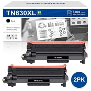 TN830XL Toner Cartridge Compatible for Brother TN 830XL TN830 Toner for MFC-L2820DW HL-L2405W HL-L2420DW HL-L2460DW DCP-L2640DW HL-L2465DW Printer 2-Pack With Chip
