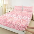 thumbnail image 3 of jejeloiu Cute Leopard Print Queen Sheet Sets,Modern Fulid Ink Flat Sheet,Pink Cheetah Pattern Queen Fitted Sheet For Adults,Ultra Soft Home Decor,4pcs, 3 of 7