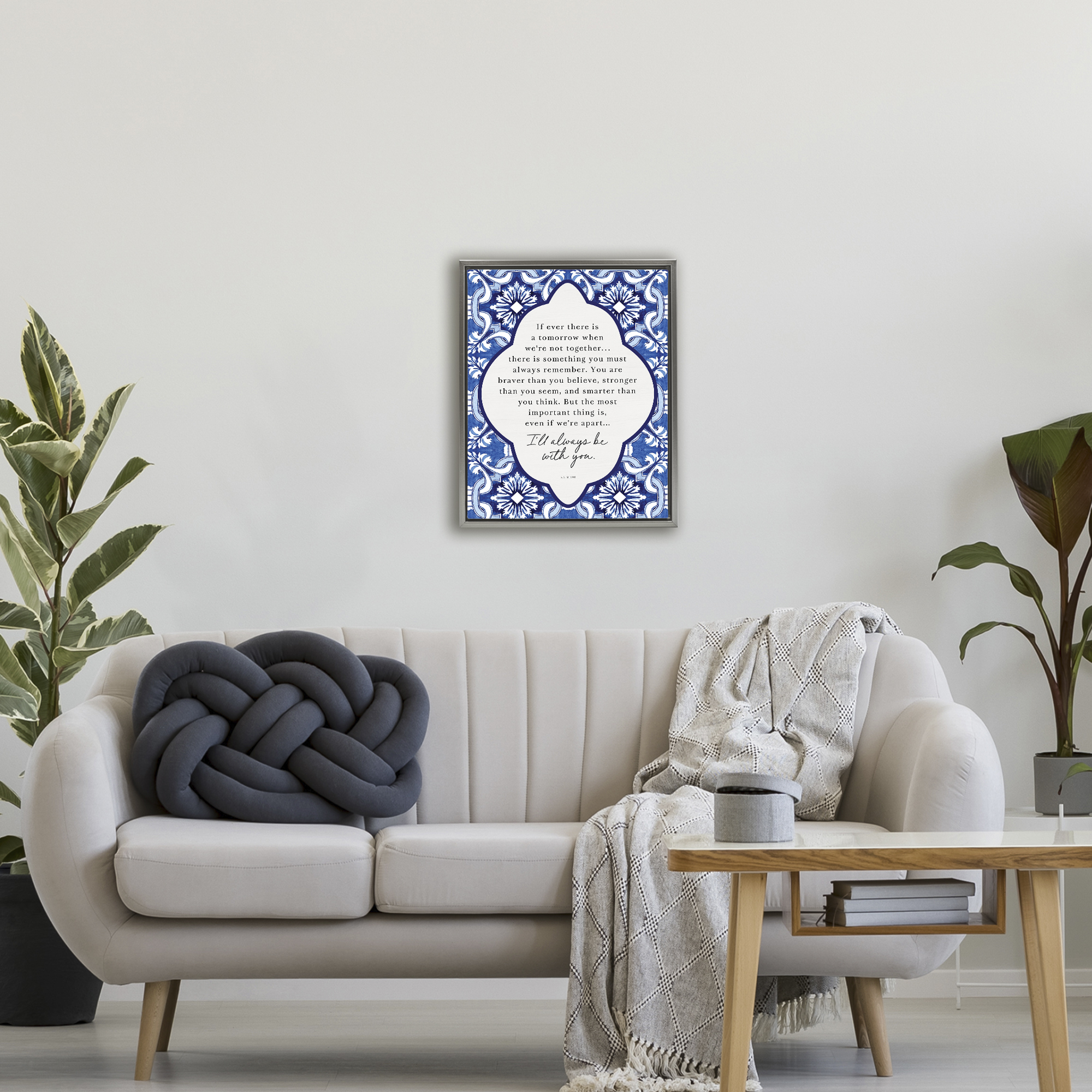 Always Be With You Inspiration Gray Framed Floater Canvas Wall Art, design by Lettered and Lined