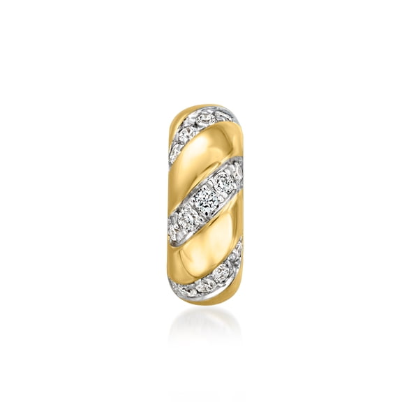 Ross-Simons 0.25 ct. t.w. Lab-Grown Diamond Striped Bead Charm in 18kt Gold Over Sterling, Women's, Adult