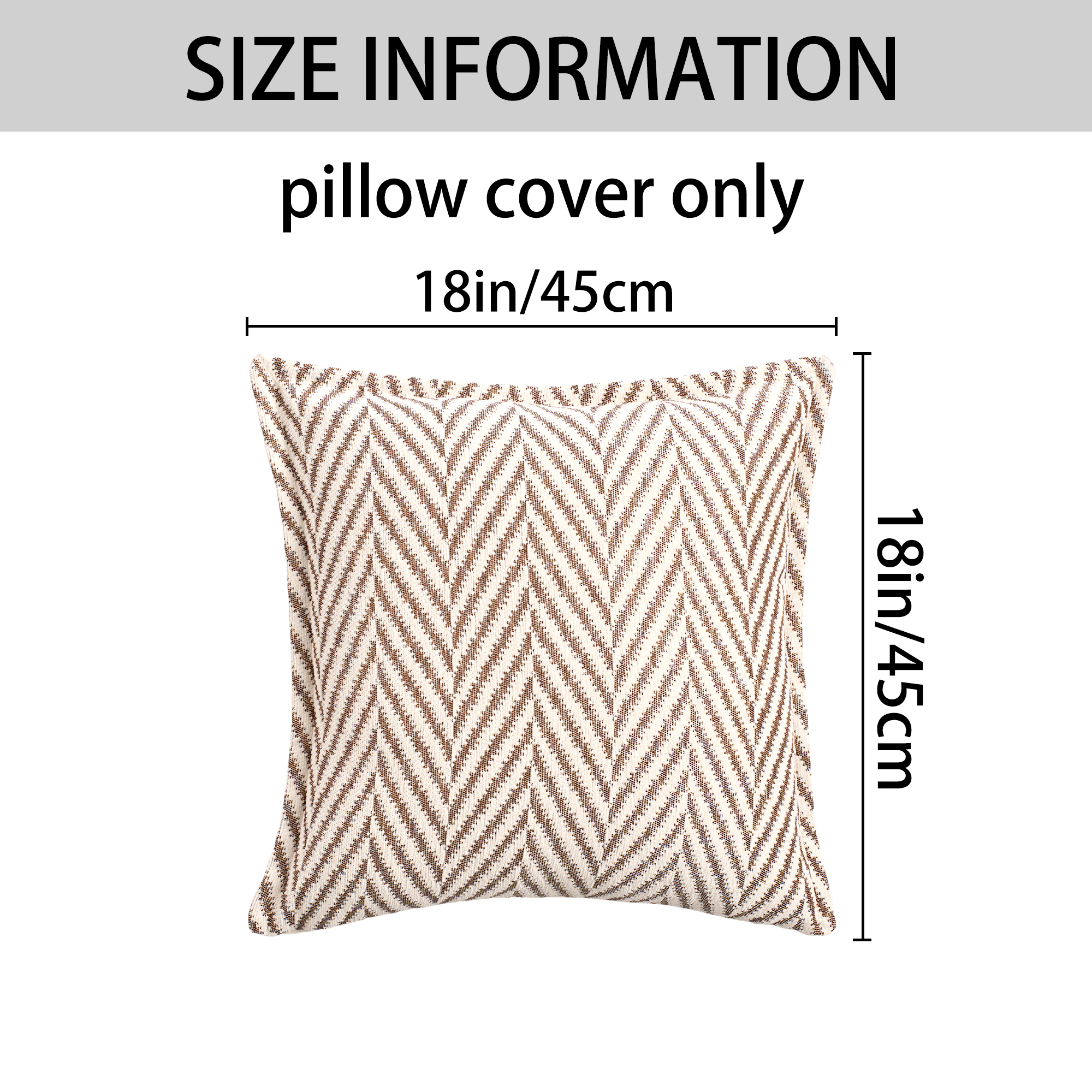Unique Bargains Pack of 2 Chenille Soft Striped Modern Throw Pillow Covers White Brown