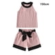 thumbnail image 4 of Jumpingount Verano banquete boda evento niñas cuello sin mangas camiseta pantalones cortos conjunto niños algodón Tops pantalones Kit conjuntos de ropa 150cm, 4 of 6