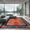 thumbnail image 2 of ODIKA 8'x10' Washable Area Rug Durable, Non-Slip Pixel Octopus Cartoon Retro Wave Border Arcade Tentacle Motif for Living Room, Under Sectional, Family, 2 of 7
