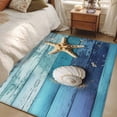 thumbnail image 4 of Summer Beach Area Rugs 3x5 ft Coastal Starfish Shell Beach Blue Ombre Wood Washable Rug Non Slip Indoor Carpet Absorbent Floor Mat for Living Room Bedroom Dining Room, 4 of 9