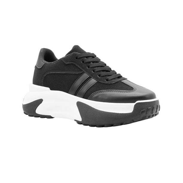 Tenis Plataforma Para Mujer Super Comodos Color Blanco Negro negro 23