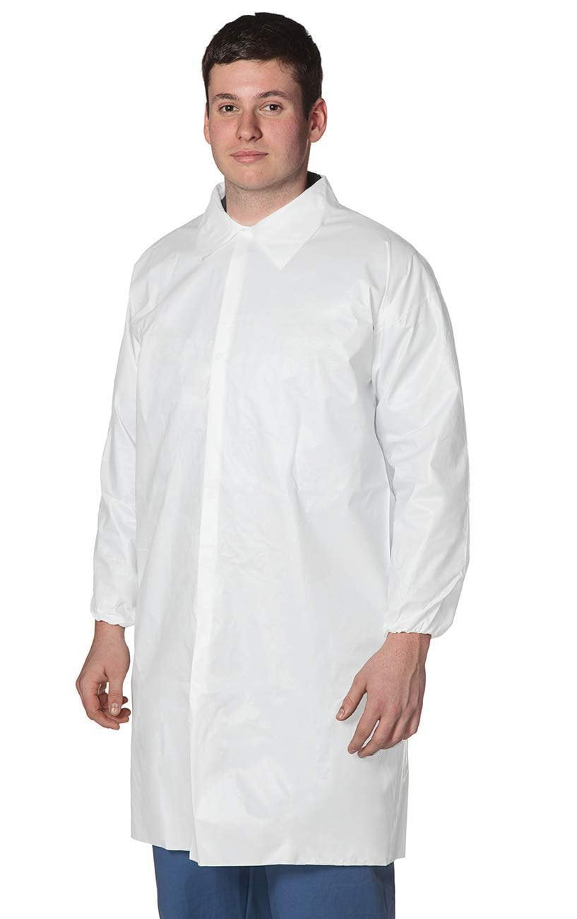 Pack of 10 White Lab Coats XL Size. Hook and Loop Fastener, Elastic