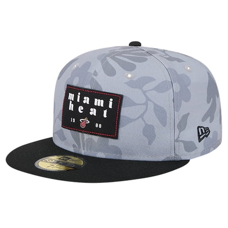 Men s New Era Gray Miami Heat Palm Fronds 2-Tone 59FIFTY Fitted Hat