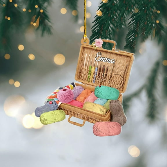 Personalized Knitting Ornaments 2025, Knitting Yarns Custom Knit Ornament Knitting Christmas Ornament, Crochet Ornaments for Christmas Tree, Christmas Gifts for Crocheters, Sewing Ornament (KT12) -