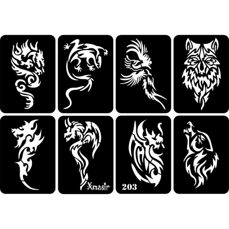 Stencils for glitter-tattoos, temporary tattoos, templates for drawing