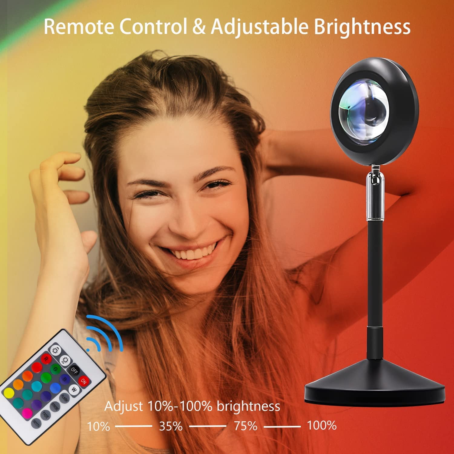 Sunset Projection Lamp Multiple 16 Colors Remote Control 360 Degree Rotation Sunset Light