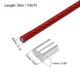 thumbnail image 2 of Uxcell 100Ft(30M) Wire Rope 304 Stainless Steel Cable 1/8"(3mm) Vinyl Coated with 10Pcs Aluminum Sleeves Red, 2 of 7