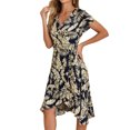 thumbnail image 4 of INSPIRE CHIC Women's Midi Wrap Summer Tropical Floral Dress, 4 of 5