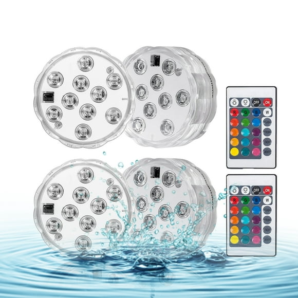Yeacher 4PCS Submersible LED Lights with Remotes RGB 16 Colors Waterproof Pond Lights Underwater Lights for Swimming Pool Hot Tub Party Vase Fish Tank