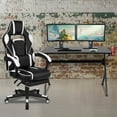 thumbnail image 2 of Flash Furniture Optis Black Gaming Desk with Cup Holder/Headphone Hook/2 Wire Management Holes & White Reclining Back/Arms Gaming Chair with Footrest, 2 of 13