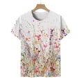 thumbnail image 4 of ICHUANYI Clearance Women Fashion Summer Casual Print Round Neck Loose Short Sleeve T-shirt Top Blouse Pullover(White, S) ICHUANYI WER2023081001607, 4 of 6