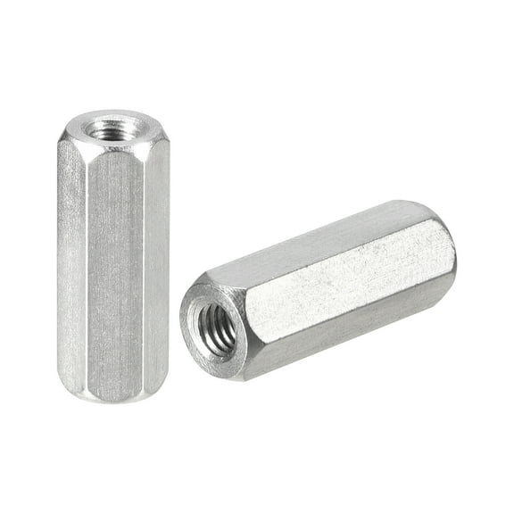 M4 x 0.7-Pitch 20mm Length Coupling Nuts, 10pcs 304 Stainless Steel Nuts