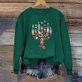 thumbnail image 2 of successthop Hanukkah Sweatshirt for Women Candle Fleece Crewneck Long Sleeve Festival Sweater Jewish Pullover Top, 2 of 4