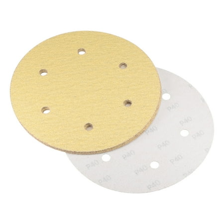 

9-Inch Sanding Discs 40 Grits 6-Hole Aluminum Oxide Abrasive Hook and Loop Backed Large Size Sandpapers 5 Pack